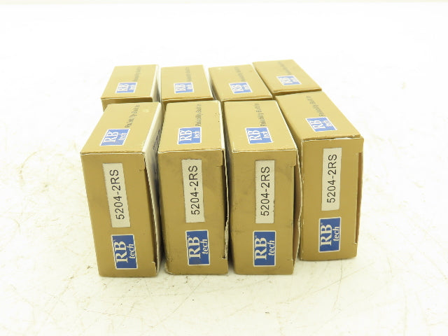 RB Tech 5204-2RS Premium Ball Bearing 20mm-ID x 47mm-OD x .812"-Width Lot Of 8
