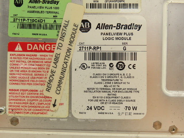 Allen Bradley 2711P-T10C4D1 PanelView Plus 1000 2711P-RDT10C 2711P-RP1