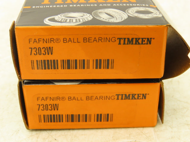 Timken Fafnir 7303W C1 Ball Bearing 17mm-ID x 47mm-OD x14mm-Width Lot Of 2