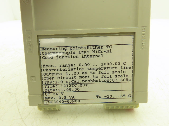 Siemens 7NG3040-6JN00 SITRANS T Module 0-1000 Degrees C 4-20mA 24V UC