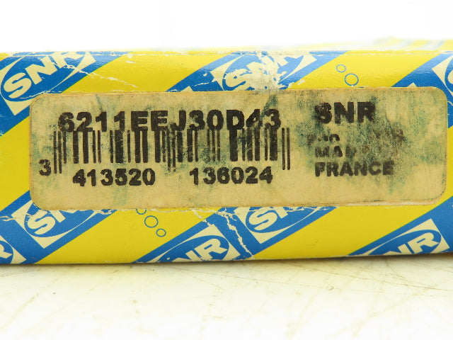 SNR 6211J30D43 Ball Bearing Sealed 55mm-ID x 100mm-OD x 21mm-Width