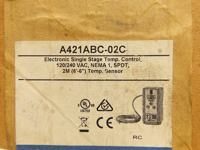 Johnson Controls Penn A421ABC-02C Digital Temperature Control 120/240VAC 6' 6"L