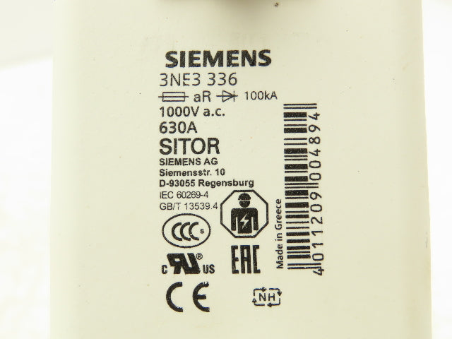 Siemens 3NE3 336 Fuse Semiconductor 630A 1000V-AC Lot Of 3