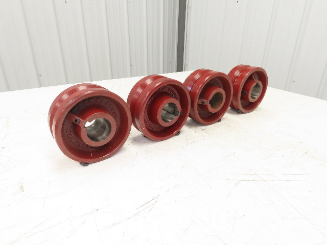 Hamilton 040875 V-Grooved Metal Wheel 6" Dia 2-3/4" Face 1-15/16" Bore Lot of 4