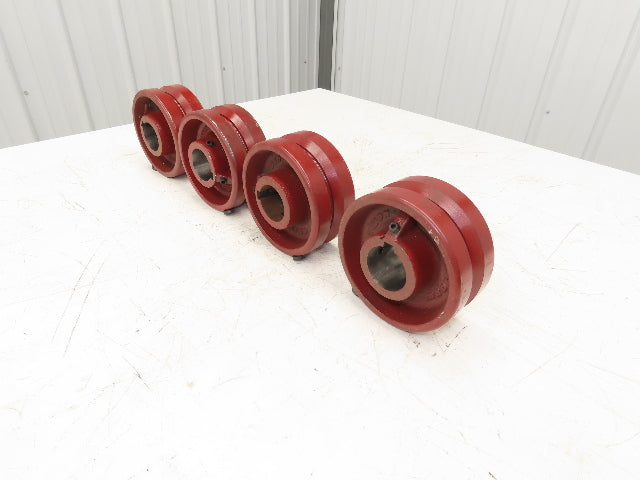 Hamilton 040875 V-Grooved Metal Wheel 6" Dia 2-3/4" Face 1-15/16" Bore Lot of 4