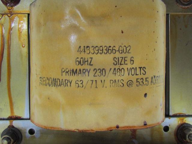 GE General Electric Size 6 Transformer Pri 230/460V Sec 63/71V.RMS@53.5A. RMS