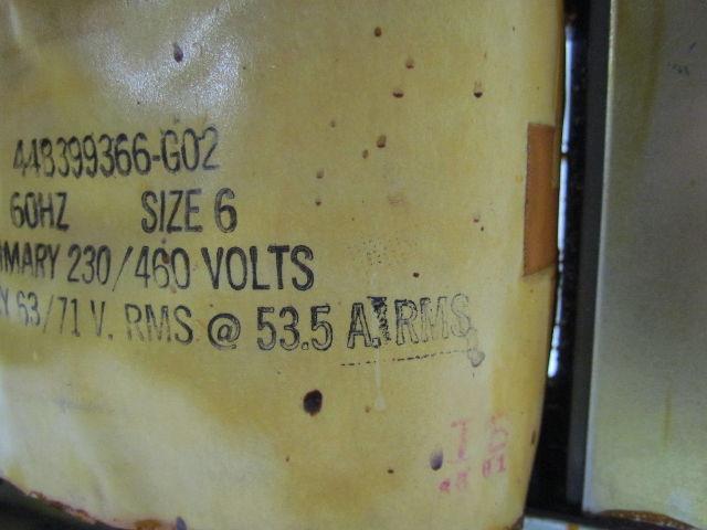 GE General Electric Size 6 Transformer Pri 230/460V Sec 63/71V.RMS@53.5A. RMS