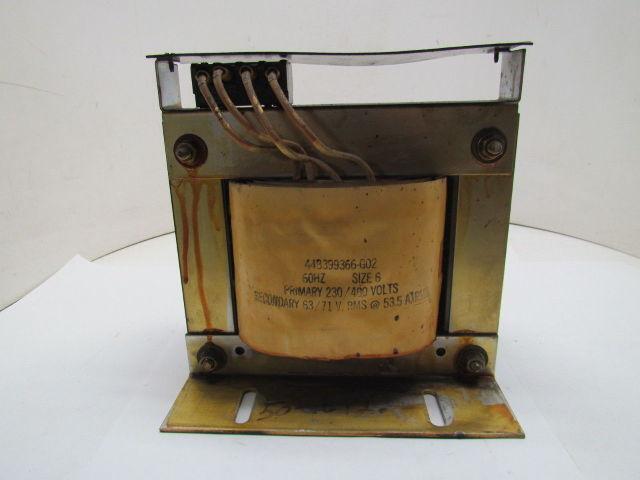 GE General Electric Size 6 Transformer Pri 230/460V Sec 63/71V.RMS@53.5A. RMS