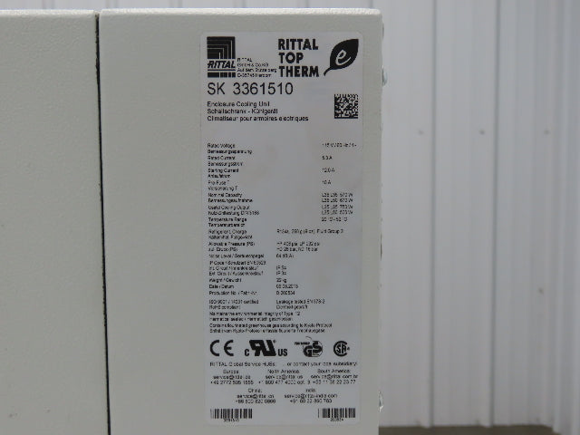 Rittal SK3361510 Top Therm Electrical Enclosure Air Conditioner 750W 115V