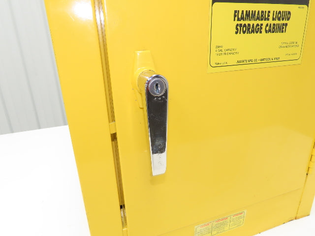 Justrite 25040 Flammable Cabinet 4 Gallon Capacity Yellow Manual Close
