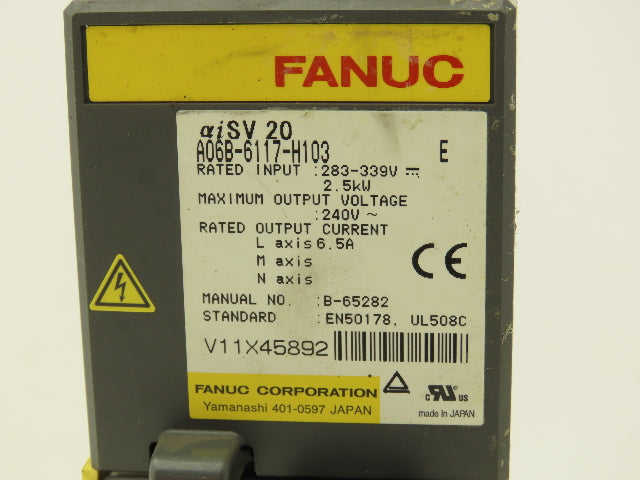 Fanuc A06B-6117-H103 Servo Amplifier 2.5kW 283-339V Input 240V Out Ver E *Read