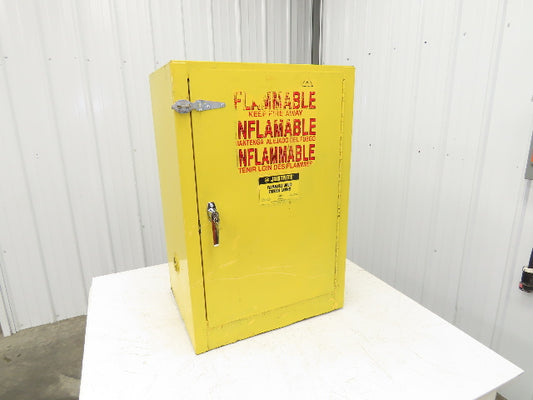 Flammable Safety Cabinet 12 Gal Yellow Manual Close No Shelf