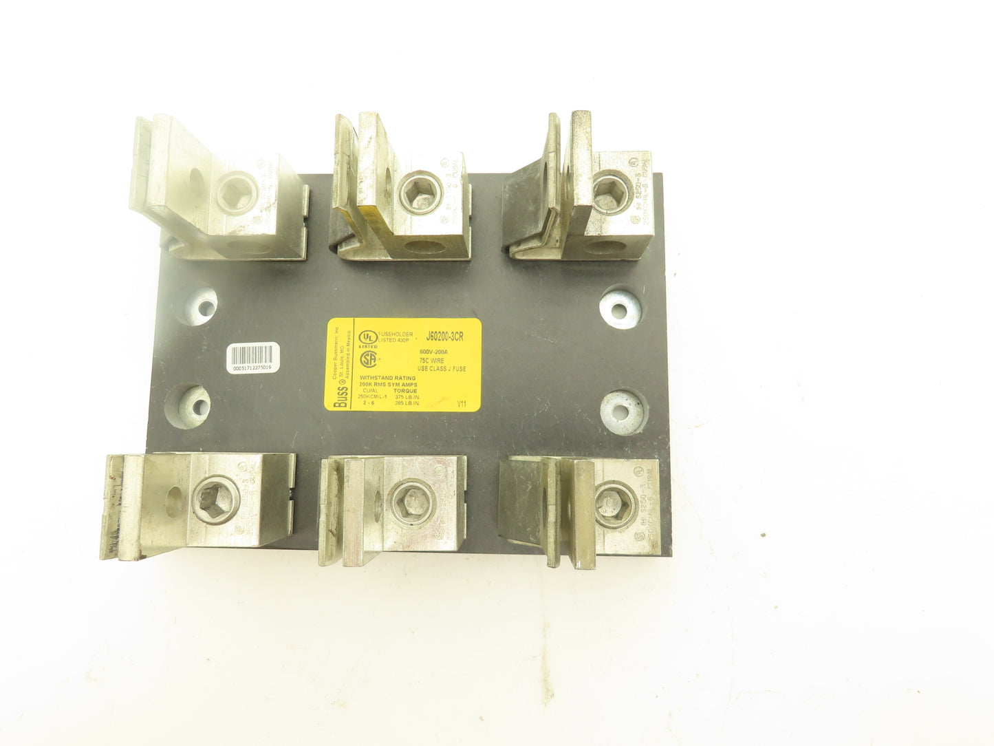 Buss J60200-3CR 600V 200A Class J Fuse Holder Block