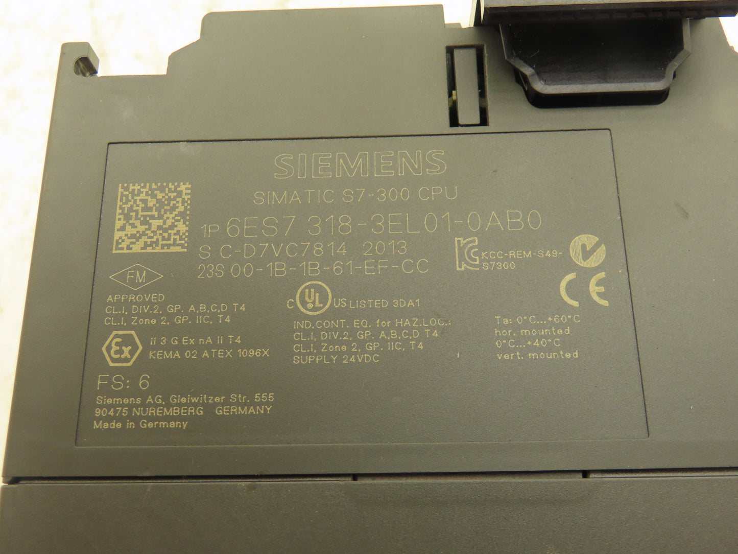 Siemens 6ES7-318-3EL01-0AB0 SIMATIC S7-300 CPU 2 MB Memory DP/Ethernet/PROFINET