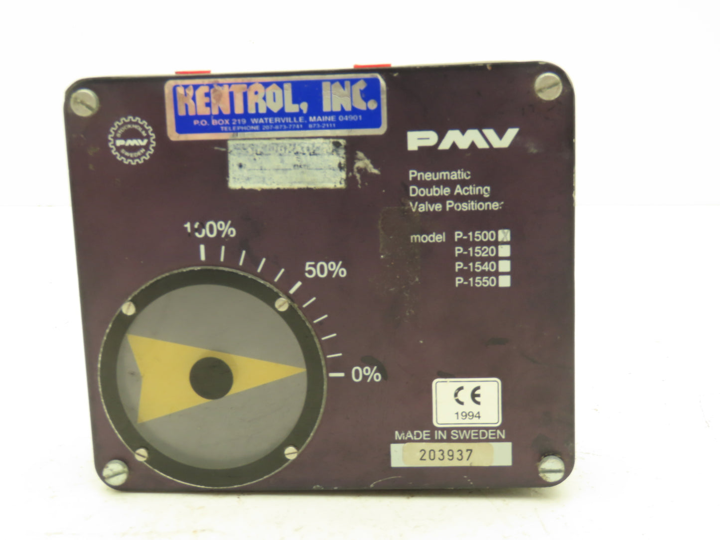 PMV P-1500 Pneumatic Valve Positioner Double Acting 1/2"Sq Drive