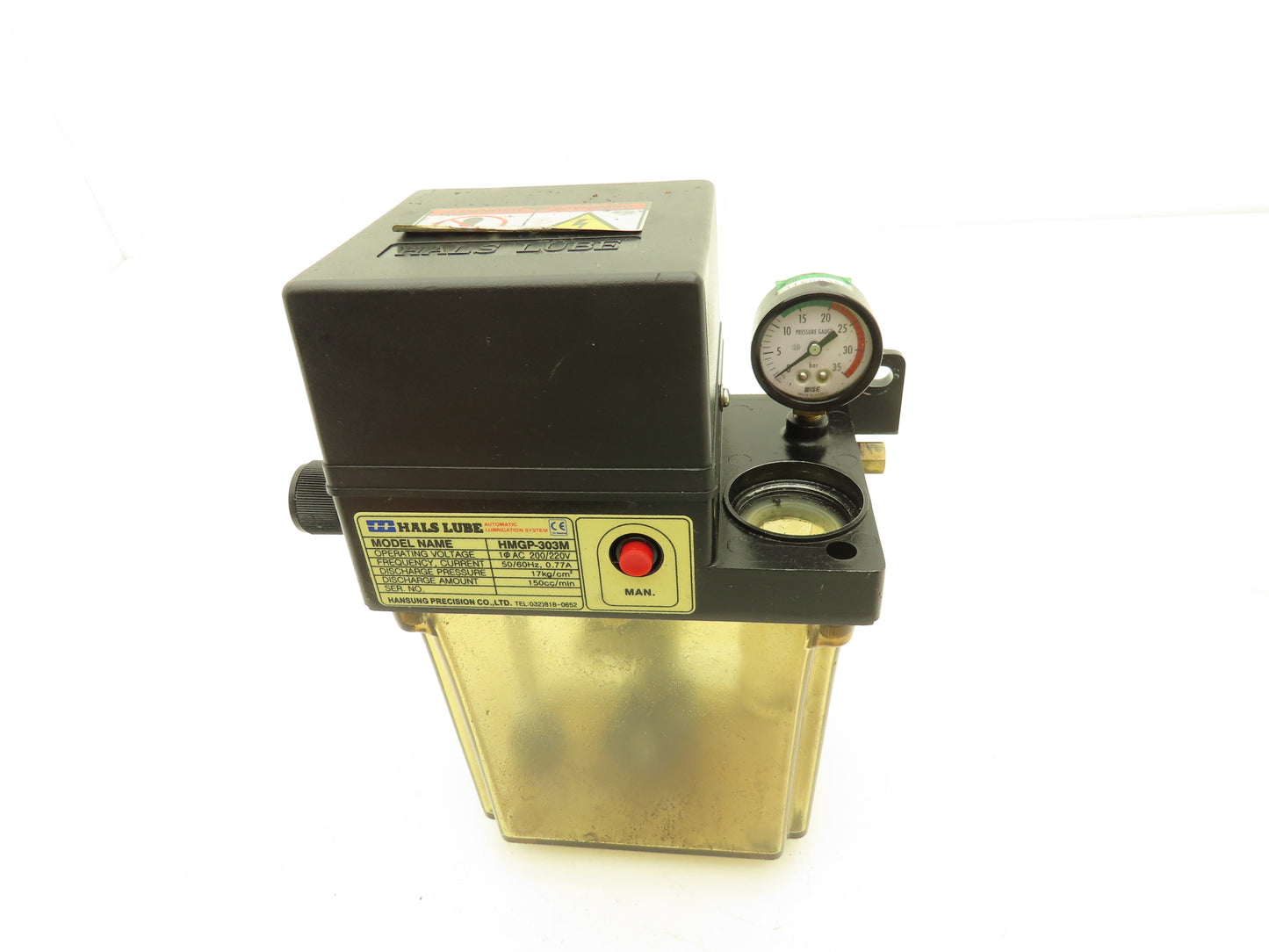 Hansung Hals Lube HMGP-303M Lubricator Oil Pump 2-Liter Tank 150cc/min 220V 1PH