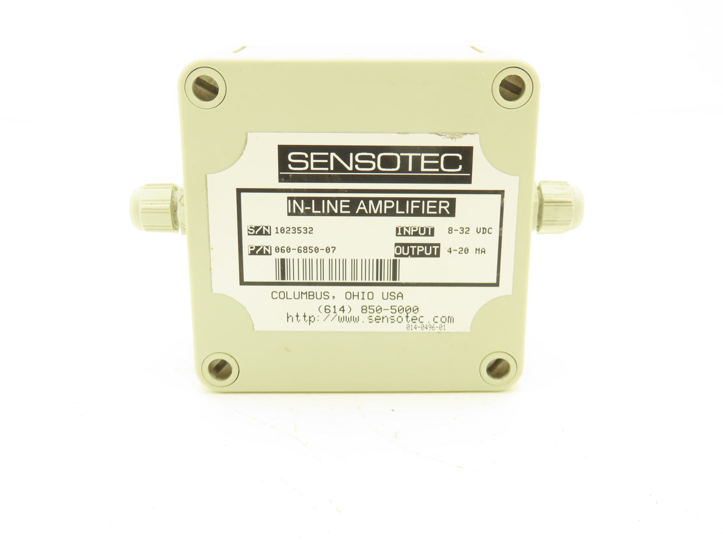 Sensotec 060-6850-07 In Line Amplifier Input 8-32VDC Output 4-20MA