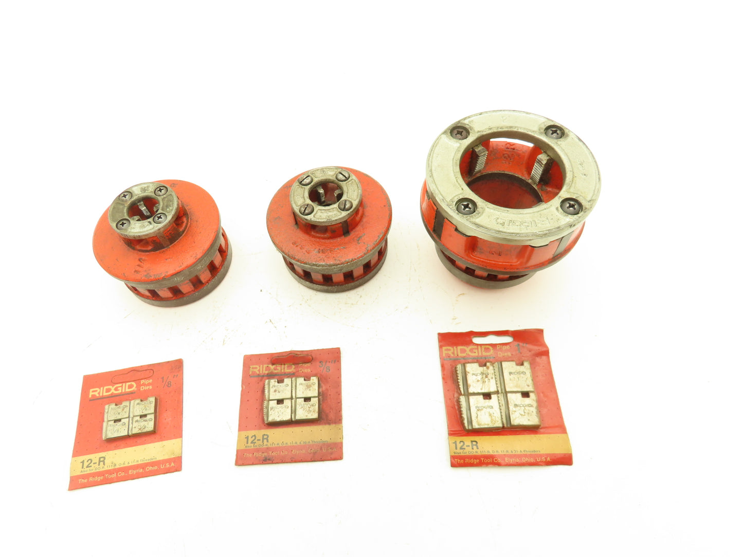 Ridgid 12-R Die Heads 1/4"- 3/8"-2" NPT Used W Hand Held Power Threaders