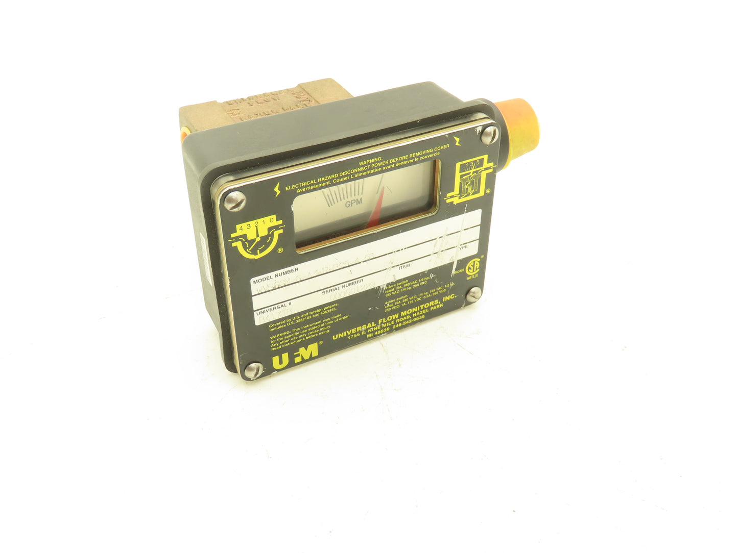 UFM WVS6GM-6-A3WR-PC5-4.5D Universal Flow Meter Type 4 Monitor 3/4" NPT 3 Wire