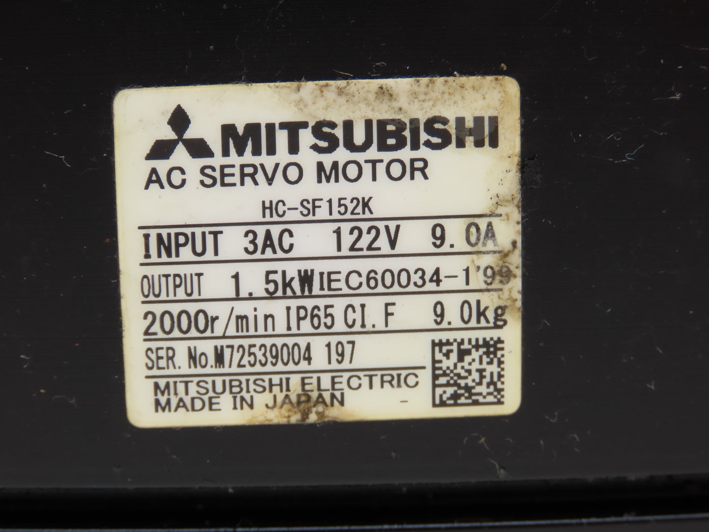 Mitsubishi HC-SF152K AC Servo Motor 1.5kw 122V 3PH -Encoder OSA17-020