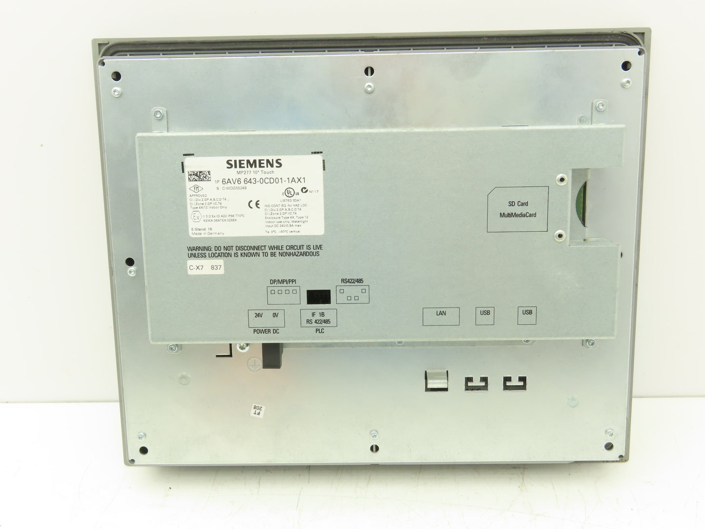 Siemens 6AV6 643-0CD01-1AX1 MP277 Simatic 10" HMI Touch Screen Control Panel