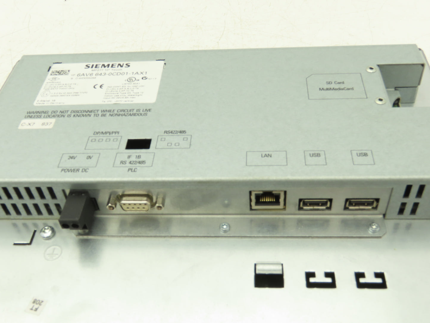 Siemens 6AV6 643-0CD01-1AX1 MP277 Simatic 10" HMI Touch Screen Control Panel