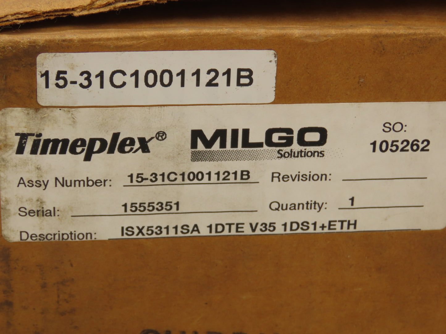 Timeplex Milgo Excalibur ISX 5311 Multiplexer 15-31C1001121B