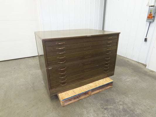 Hamilton Vintage Blueprint File Metal Cabinet 54×42x36" 10 Drawers Map Draft