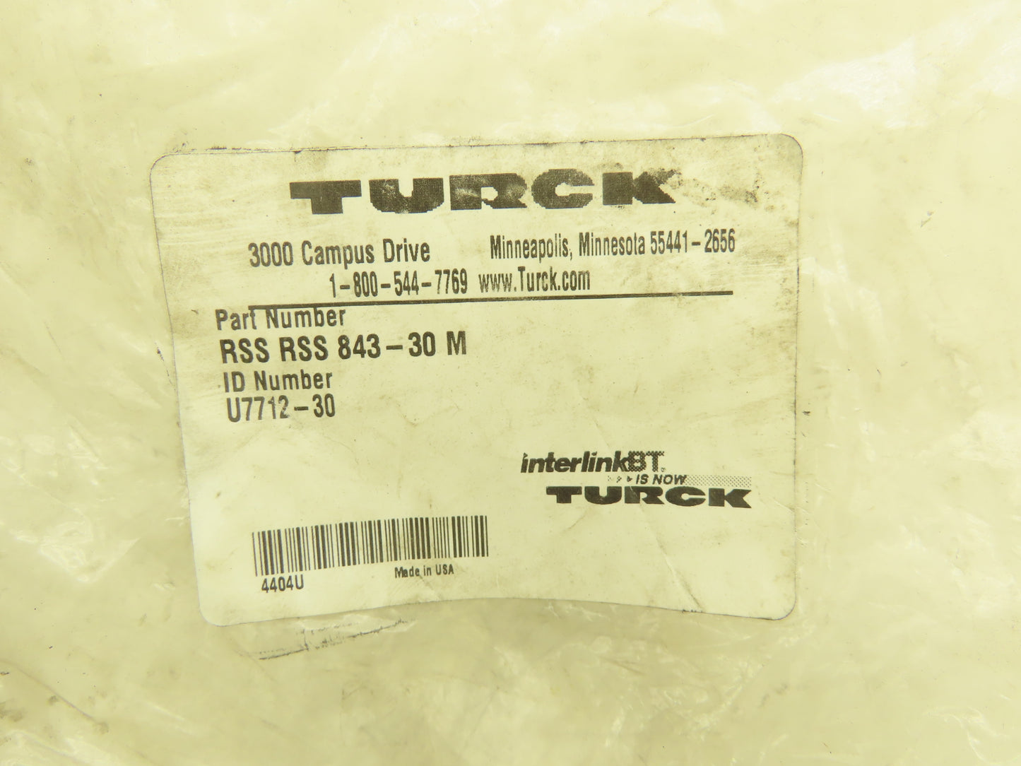TURCK RSS RSS 843-30M Cordset 30M Double Ended M12 4 Pin Male Connector