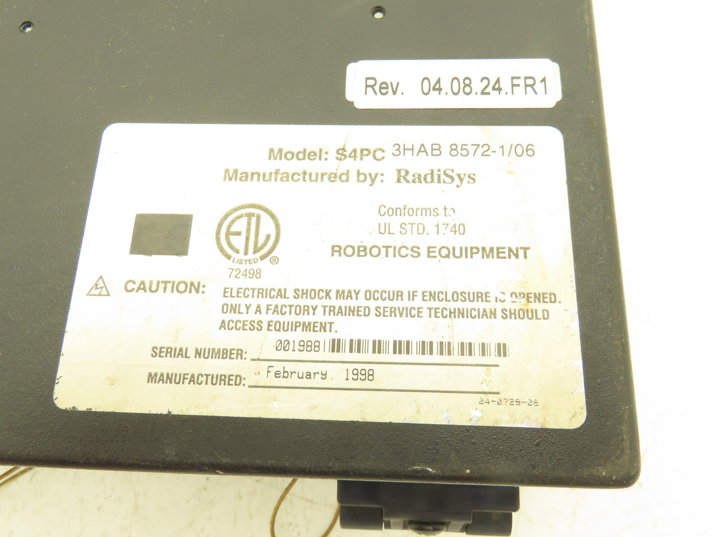 RadiSys S4PC 3HAB 8572-1/06 HMI Operator Control Panel Screen Rev 04.08.24 FR1