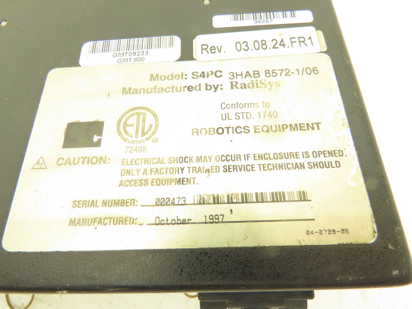 RadiSys S4PC 3HAB 8572-1/06 HMI Operator Control Panel Screen Rev 03.08.24 FR1