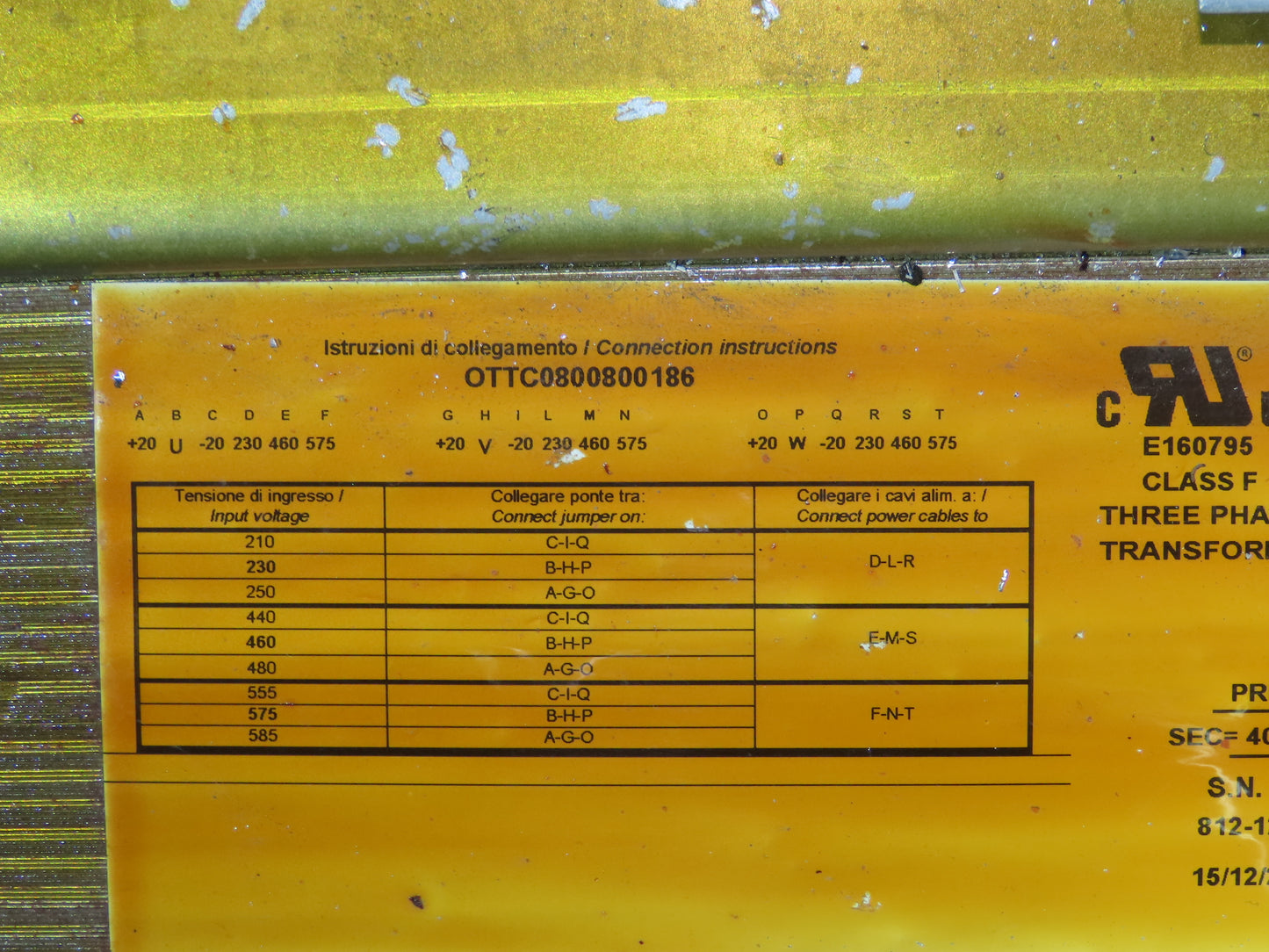 Talweber Electric Power Transformer 11kva Pri 230/460/575VAC 3Ph Sec 440VAC