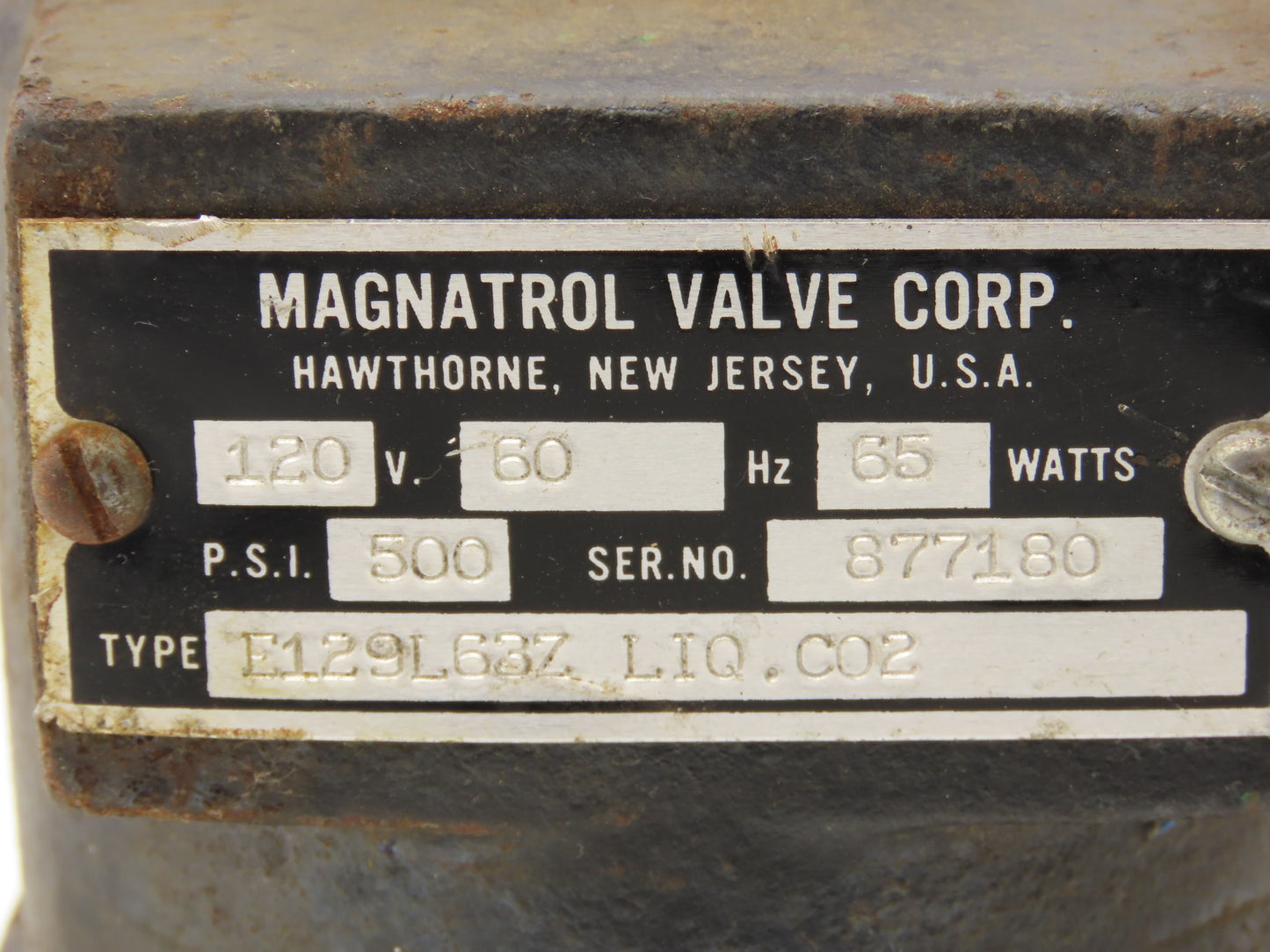 Magnatrol E129L63Z LIQ.CO2 Bronze Solenoid Globe Valve 3/4"npt 500psi 120V