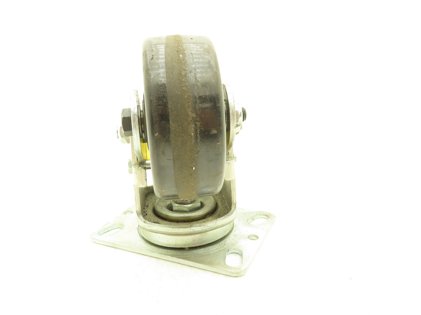 Spring Loaded Swiveling Caster Wheel 4-3/4"x2" Black Plastic 6.25"x4.5" Plate