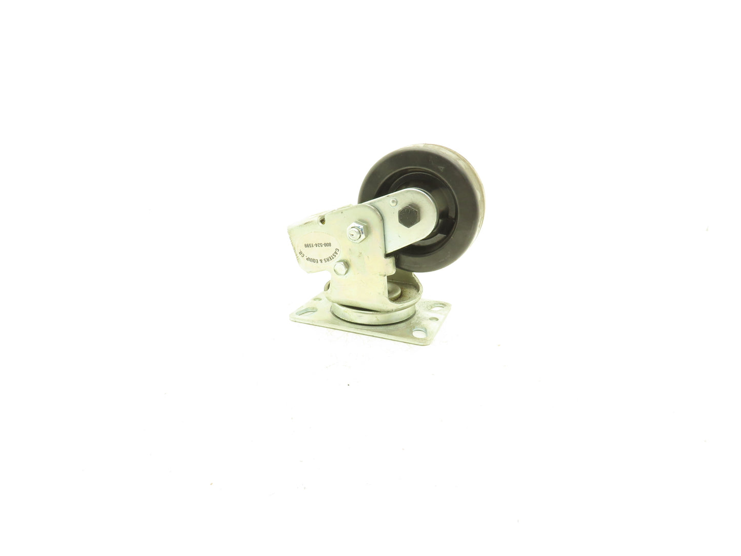 Spring Loaded Swiveling Caster Wheel 4-3/4"x2" Black Plastic 6.25"x4.5" Plate