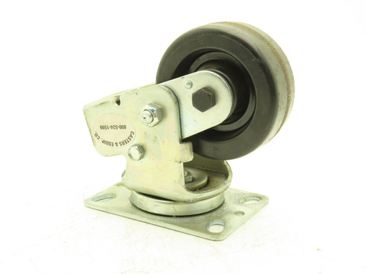 Spring Loaded Swiveling Caster Wheel 4-3/4"x2" Black Plastic 6.25"x4.5" Plate