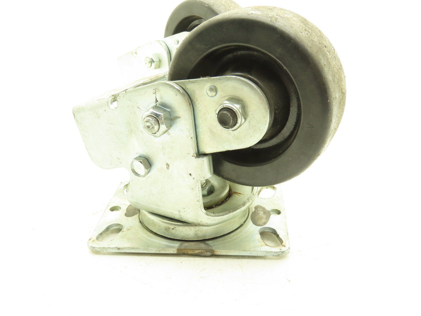 Spring Loaded Swivel Caster 4-3/4"x2" Plastic Wheel 6.25"x4.5" Plate Lot of 2