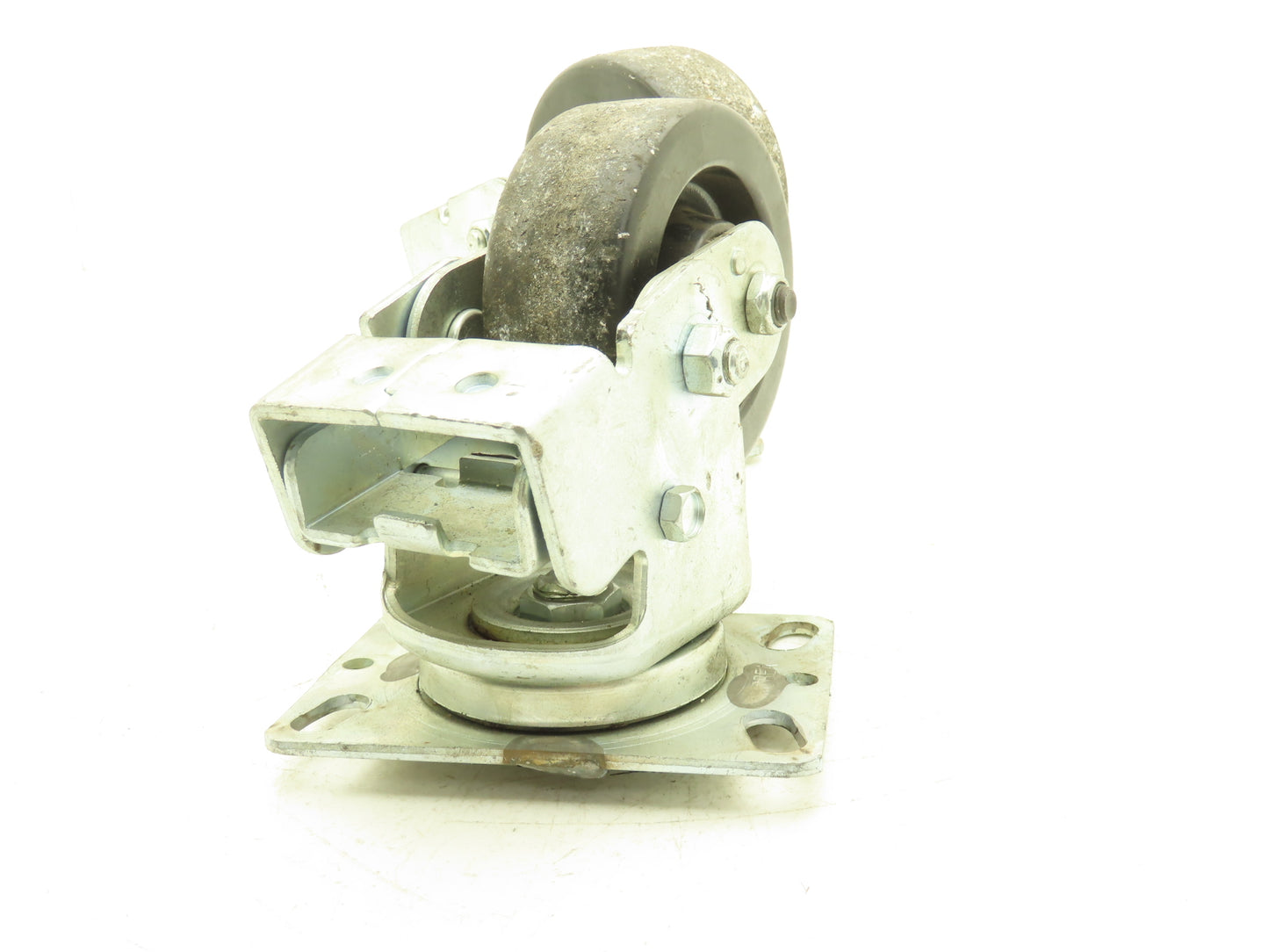 Spring Loaded Swivel Caster 4-3/4"x2" Plastic Wheel 6.25"x4.5" Plate Lot of 2
