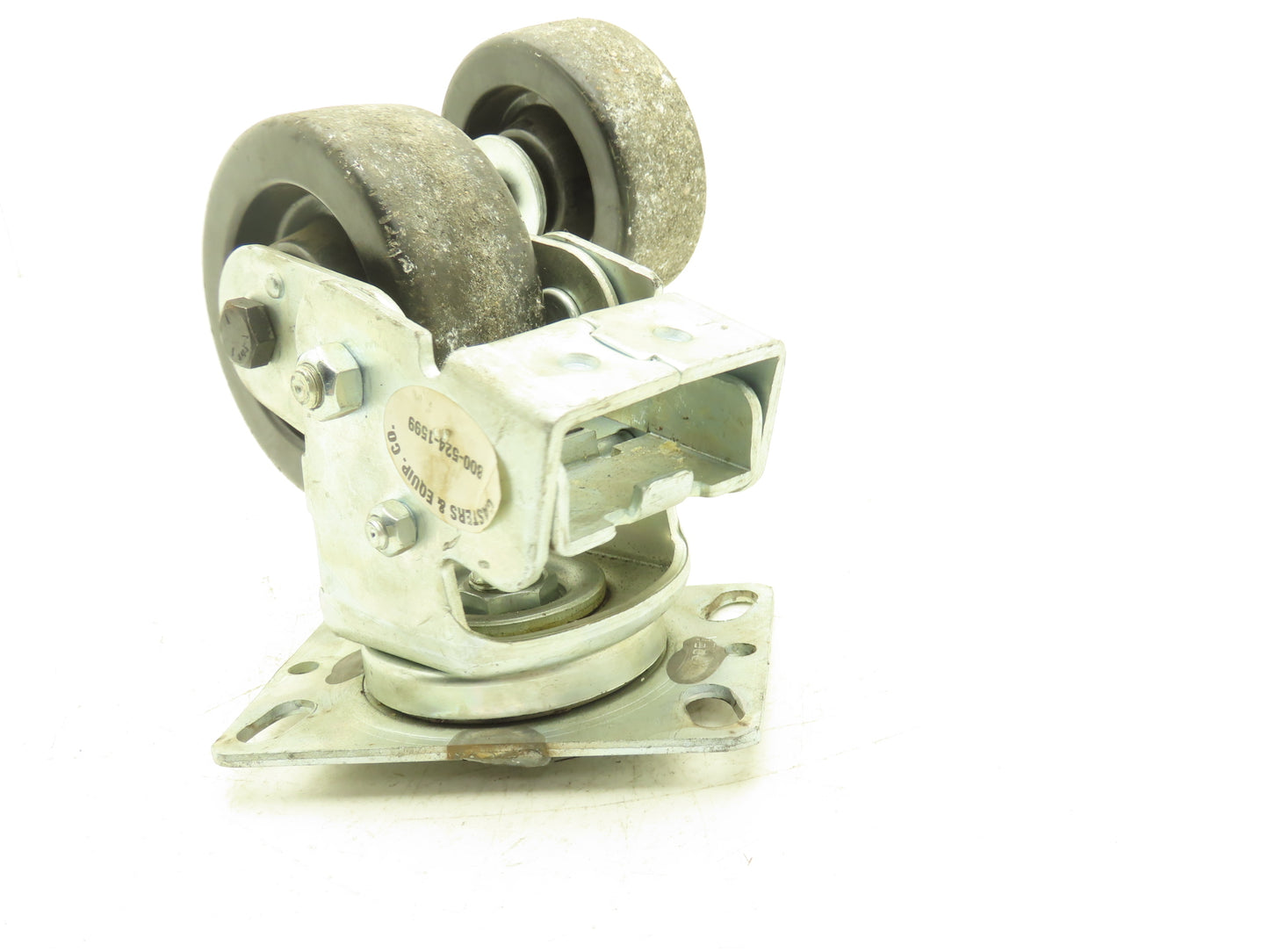 Spring Loaded Swivel Caster 4-3/4"x2" Plastic Wheel 6.25"x4.5" Plate Lot of 2