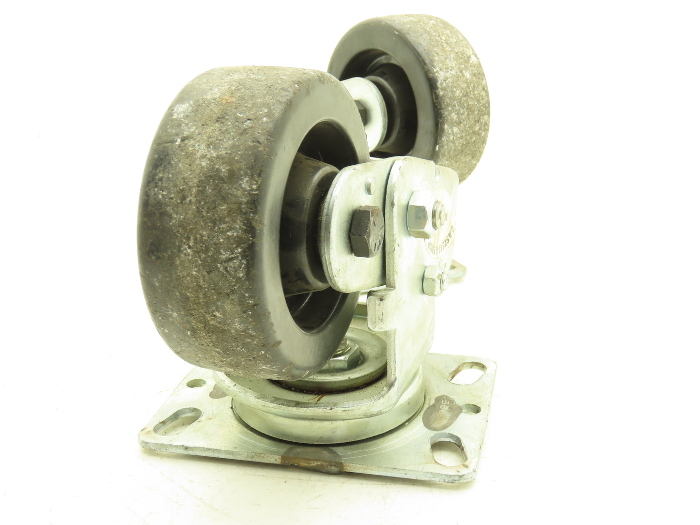 Spring Loaded Swivel Caster 4-3/4"x2" Plastic Wheel 6.25"x4.5" Plate Lot of 2