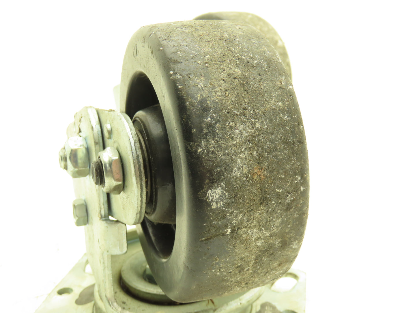 Spring Loaded Swivel Caster 4-3/4"x2" Plastic Wheel 6.25"x4.5" Plate Lot of 2
