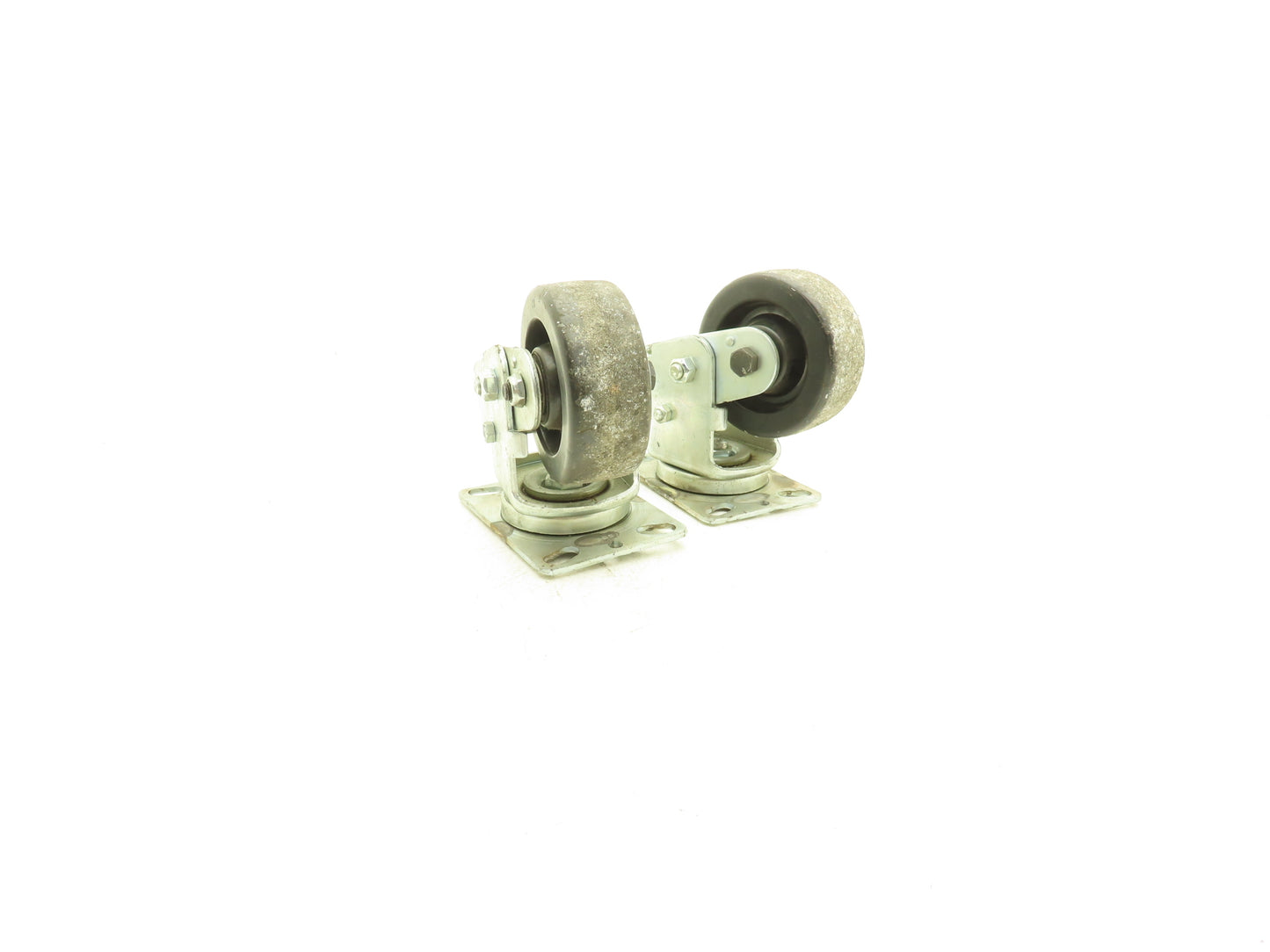Spring Loaded Swivel Caster 4-3/4"x2" Plastic Wheel 6.25"x4.5" Plate Lot of 2
