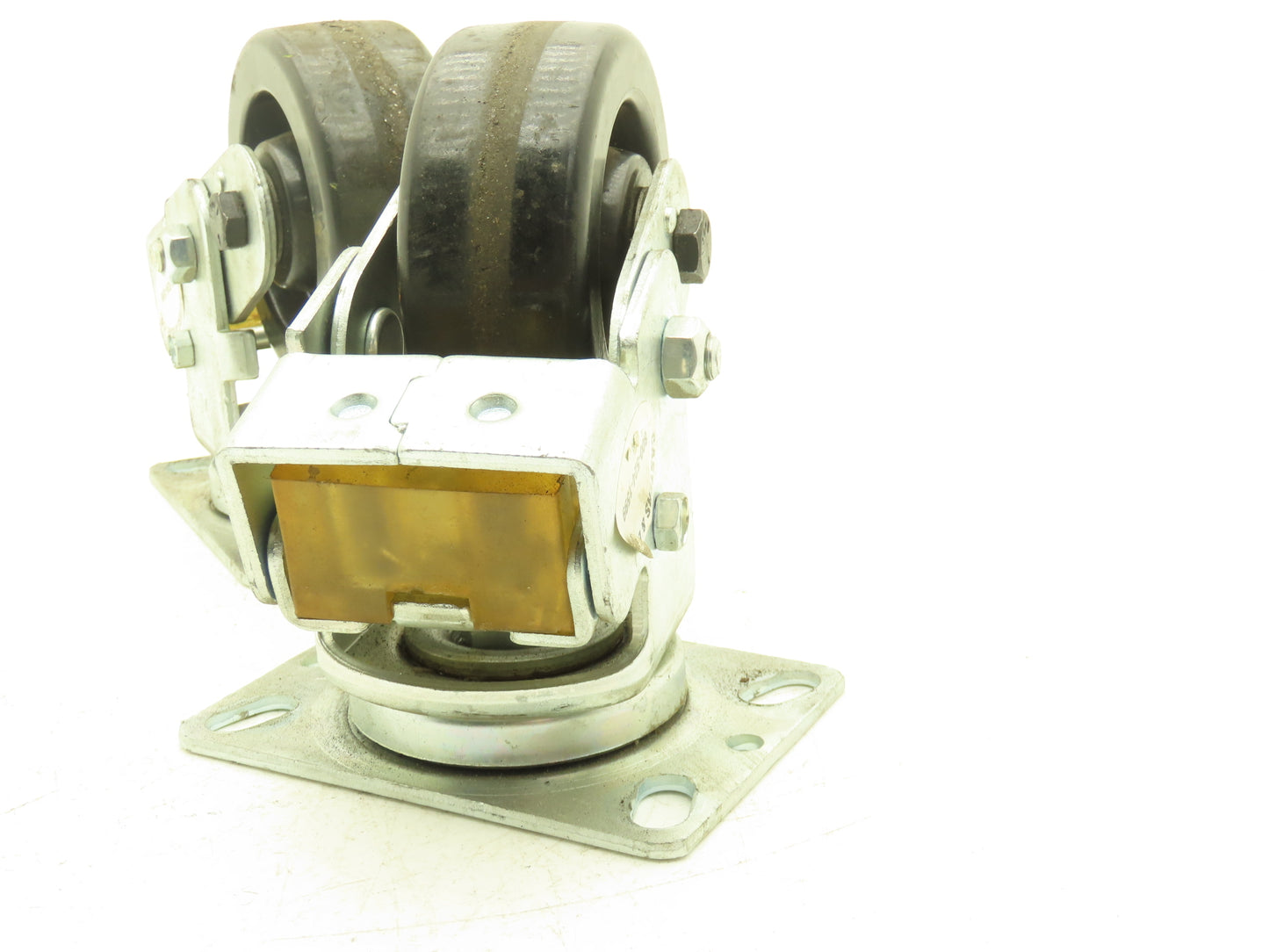 Spring Loaded Swivel Caster 4-3/4"x2" Plastic Wheel 6.25"x4.5" Plate Lot of 2