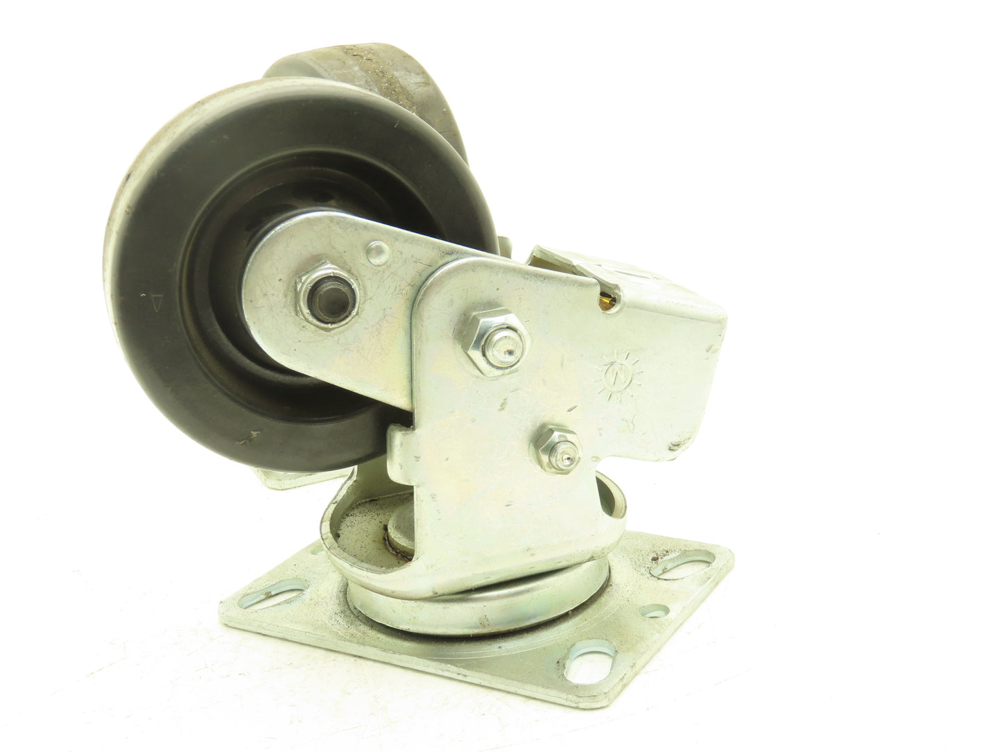 Spring Loaded Swivel Caster 4-3/4"x2" Plastic Wheel 6.25"x4.5" Plate Lot of 2
