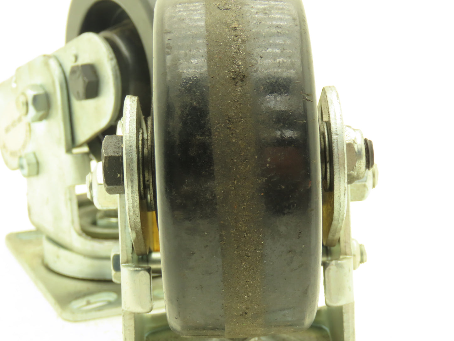 Spring Loaded Swivel Caster 4-3/4"x2" Plastic Wheel 6.25"x4.5" Plate Lot of 2
