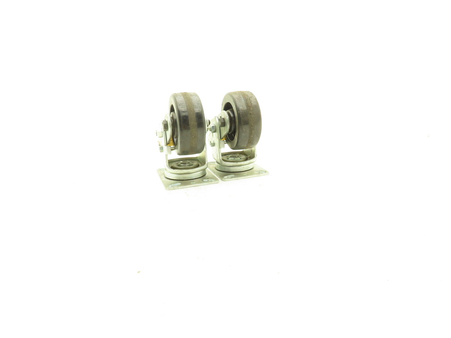 Spring Loaded Swivel Caster 4-3/4"x2" Plastic Wheel 6.25"x4.5" Plate Lot of 2