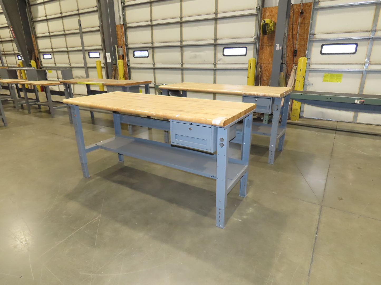 Uline 72"x 30" Industrial Work Bench Table Butcher Block Wood Top w/Drawer
