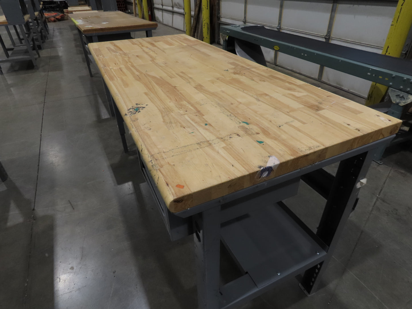 Uline 72"x 30" Industrial Work Bench Table Butcher Block Wood Top w/Drawer