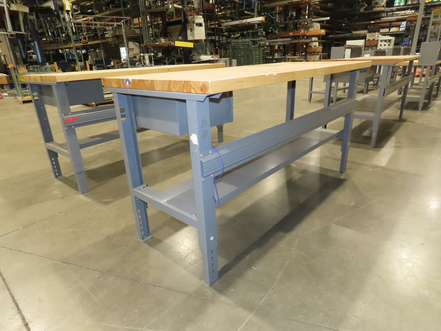 Uline 72"x 30" Industrial Work Bench Table Butcher Block Wood Top w/Drawer
