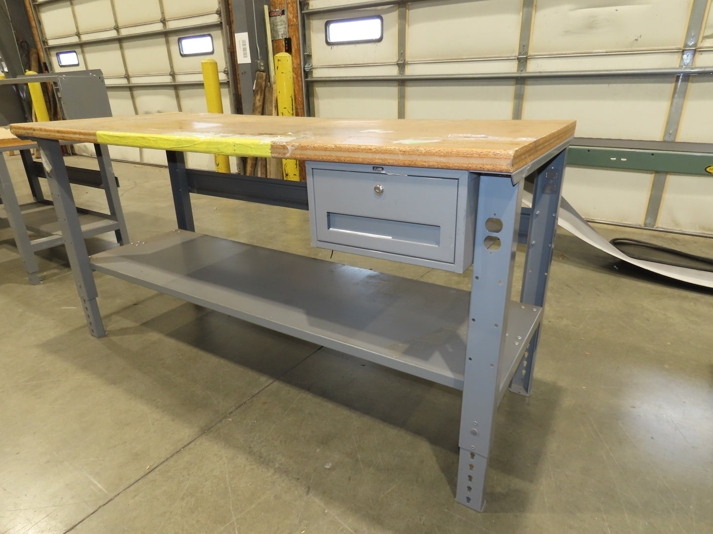 Uline 72"x 30" Industrial Work Bench Table Composite Wood Top w/Drawer